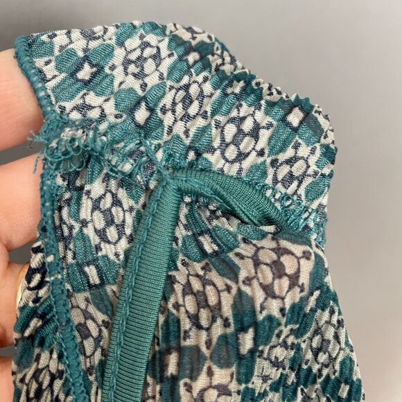 Max Studio Dress Smocked Top Striped Lined Green Teal‎ Size Medium Shirred Lined - Picture 13 of 15